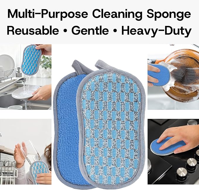 Multi-Purpose Scrub Sponges Kitchen – 12 Pack Dish Sponge, Dual-Sided