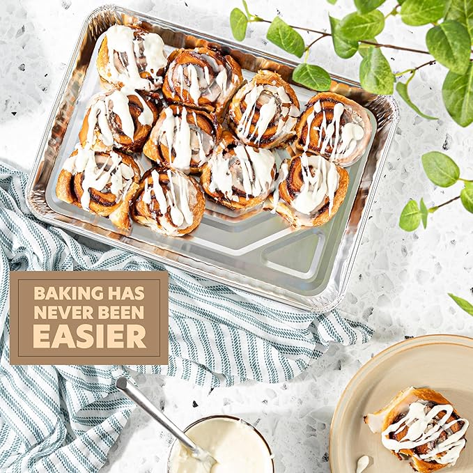 PLASTICPRO Aluminum Pans 5 Pack Disposable Cookie Sheets 9'' x 13'' Baking Pans