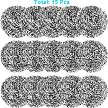 15 Pack Steel Wool Scrubber, Metal Kitchen Scrubbing Sponges, Dishwashing