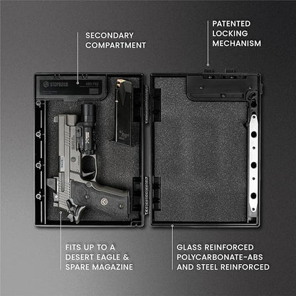 STOPBOX Gun Safe Alternative - Tactical Handgun Storage, Instant Access Portable Gun Case, TSA Compliant Gun Lock Box for Quick Handgun Access| SKULL CAMO + BLACK (2 Pack) | Compact Only