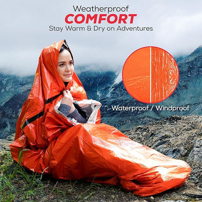 Emergency Sleeping Bag 3 Pack | for Survival Gear and Supplies Life Bivy Sack Waterproof Mylar Emergency Blankets for Survival Kit Car Camping Gear Hiking Tac Bivvy Go Bag Supplies Sleep Sacks Shelter