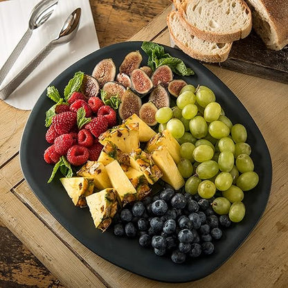 Carlisle FoodService Products Ridge Resuable Plastic Platter Oblong Platter for Home and Restaurant, Melamine, 13 Inches, Slate