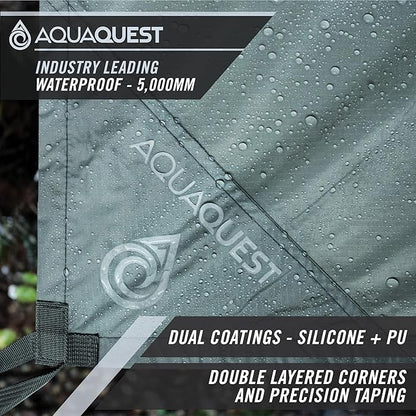 AquaQuest Guide Tarp ??Ultralight Waterproof (5,000 mm) Seam-Taped 40D Ripstop Rain Fly for Backpacking, Stealth Camping & Thru-Hiking