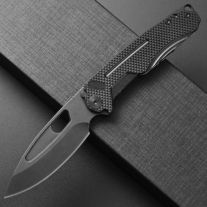 Ccanku C1136 Folding Knife,D2 Steel Blade+ G10&Steel Handle EDC Tool,Outdoor Hunting Camping Knife(Black)