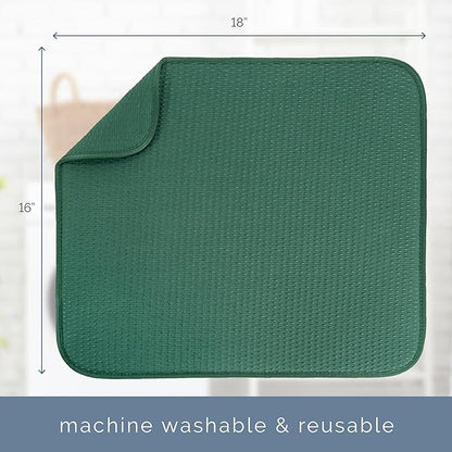 S&T INC. Dish Drying Mat, 16” x 18”, Absorbent Microfiber Kitchen Counter Mat
