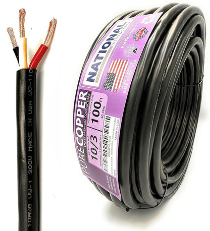 NATIONAL Wire & Cable – 10 AWG 3-Conductor Premium Copper Wire, 100 ft