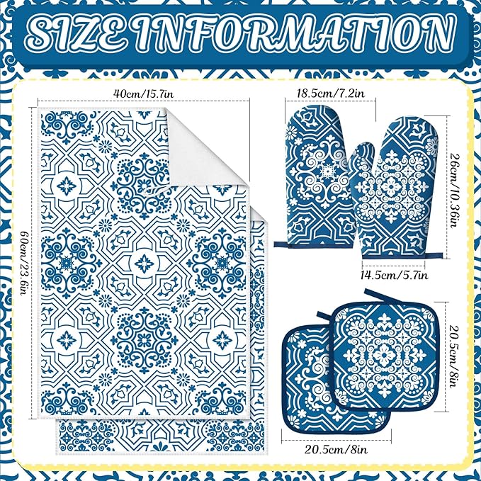 Jingmore 6 Pcs Kitchen Decor Set Accessory Farmhouse Kitchen Towels Pot Holders