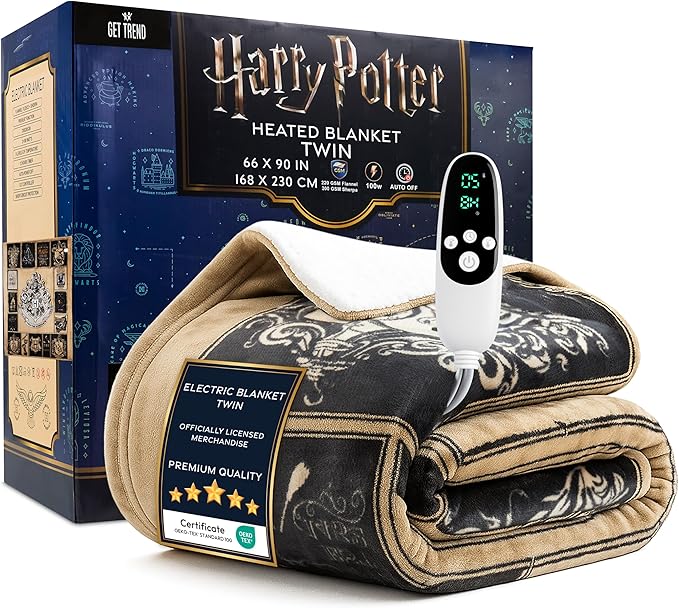 Harry Potter Gifts Heated Blanket Electric, Twin Size Luxurious Fleece Weighted