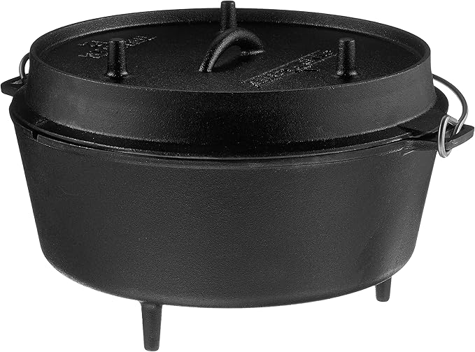 Camp Chef DO-12 Pre Seasoned Cast Iron Dutch Oven, Black