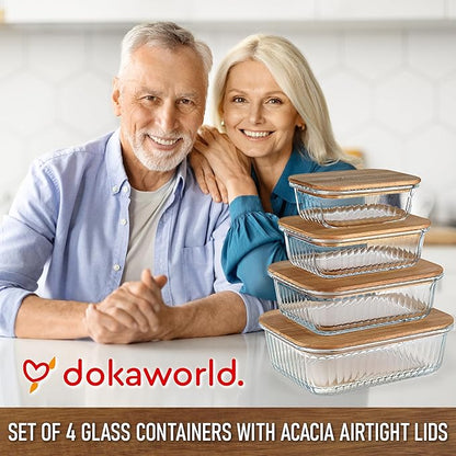 Set of 4 Stackable Space-Saving Nesting Glass Bowls