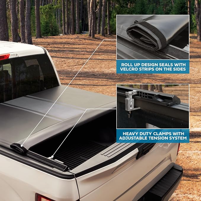 MotorBox Stripe Truck Tonneau Cover for Ram 1500 (2009-2026) / Ram 2500 & 3500 (2009-2026) with Extra Short 5.7 ft Bed Length, All-Weather Soft Roll-Up Truck Bed Cover