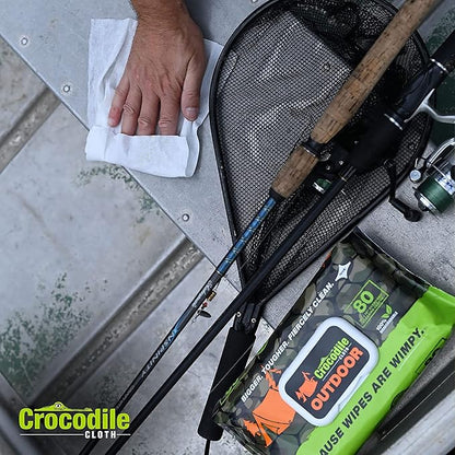 Crocodile Cloth Outdoor Cleaning Wipes ??80 Count Plant-Based Cloths (15"x10"), Skin Safe, Pre-Moistened, Aloe & Vitamin E Infused, Large, Absorbent, Multi-Surface Disposable Wipes