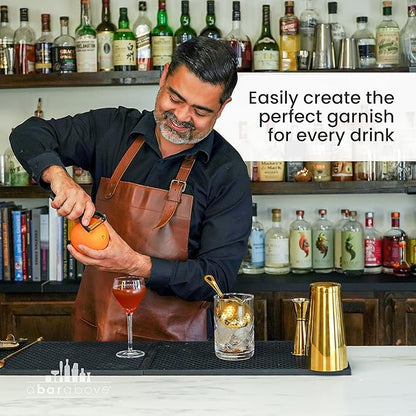 A Bar Above Gold Citrus Peeler, Premium Stainless Steel Fruit Peeler for Oranges, Lemons, and Garnishes, Ergonomic Bar Tool for Peeling Citrus, Cocktail Garnish Zester, Bartender Tool for Home and Bar