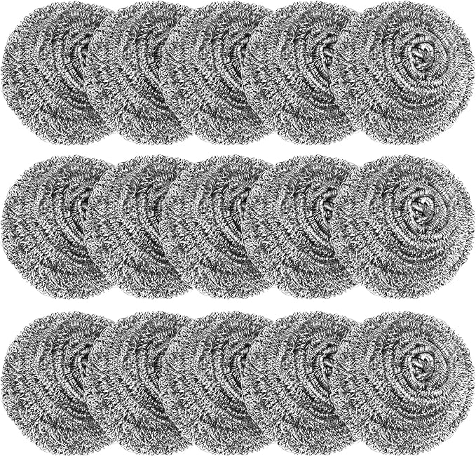 15 Pack Steel Wool Scrubber, Metal Kitchen Scrubbing Sponges, Dishwashing