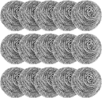 15 Pack Steel Wool Scrubber, Metal Kitchen Scrubbing Sponges, Dishwashing