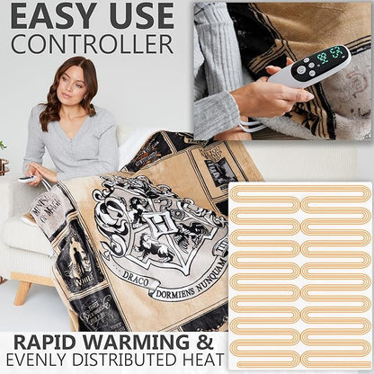 Harry Potter Gifts Heated Blanket Electric, Twin Size Luxurious Fleece Weighted