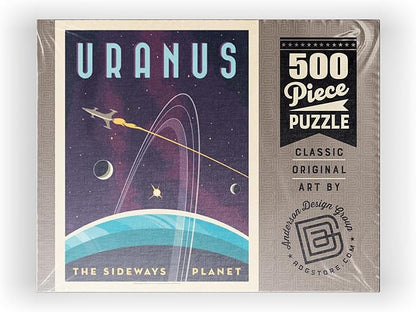 MyPuzzle Uranus: The Sideways Planet, Vintage Poster - Premium 500 Piece Jigsaw Puzzle for Adults