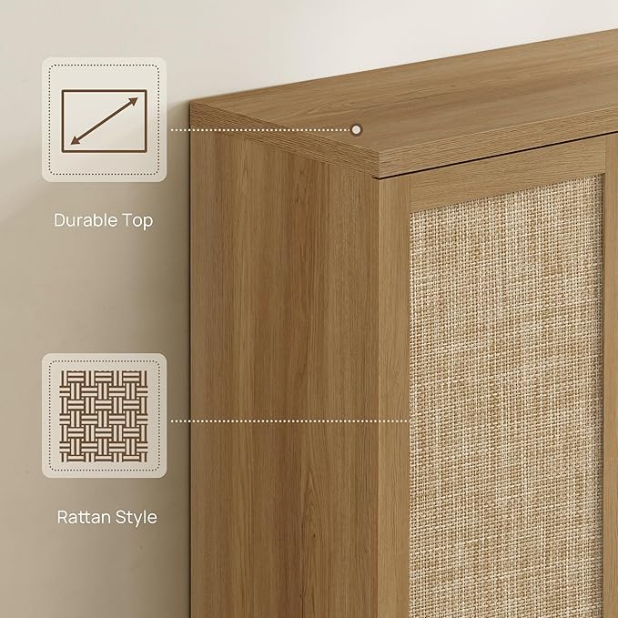 SICOTAS Rattan Shoe Storage Cabinet