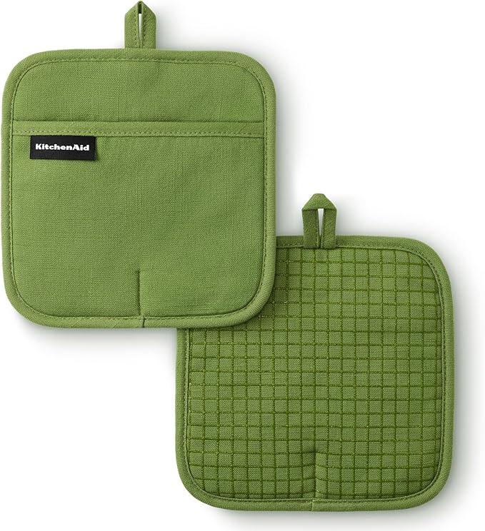 KITCHENAID Gourmet Series Gridlines Pot Holders 2-Pack Set, Heat Resistant up