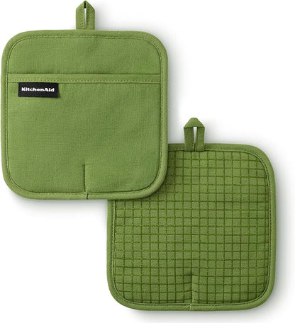 KITCHENAID Gourmet Series Gridlines Pot Holders 2-Pack Set, Heat Resistant up