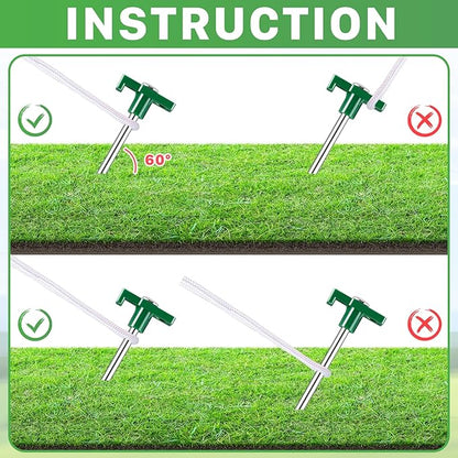 20 Pack Tent Stakes Heavy Duty, 9.6 Inch Camping Stakes, Non-Rust Metal Tent Pegs, Ground Stakes Yard Stakes with Drawstring Bag for Camping Backyards Outdoor Picnic (Green)