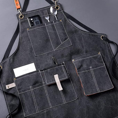Aoomzoon Canvas Aprons for Men Chef Apron, Work Apron - 16oz Heavy Duty Cross