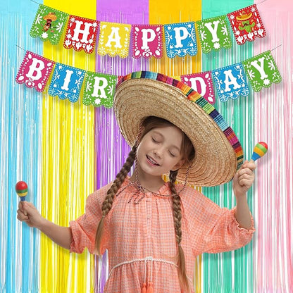 BRAVESHINE Tinsel Foil Fringe Curtains - 2Pcs 3.2x8.2ft Pastel Colourful Photo Backdrop for Sweet Birthdays Easter Bunny Bridal Shower Fairy Kids Candy Donut Party Decorations