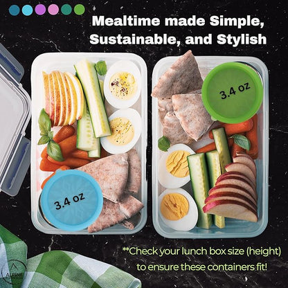 12-Piece Stainless Steel Snack Dip Condiment Containers Set | 3 x 7.4 oz and 3 x 3.4 oz with Silicone Lids | Reusable Leakproof Food Storage Containers for Lunch Meal Prep and Travel