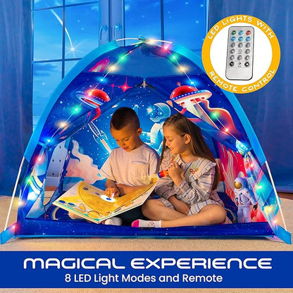 W&O Space Super Dome with Blast Off Button, Space Projector and LED Lights - Ultimate Rocket Play Tent for Kids Aged 3-12 - Perfect for Indoor & Outdoor Adventures