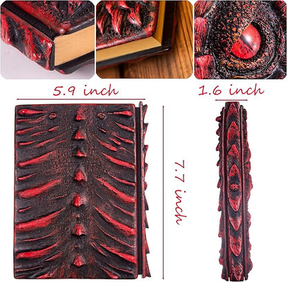 3D Dragon Eye Embossed Journal,Resin Engraving Notebook,Dnd notebook for Dragon Lovers ，Blank Paper,Hardcover Travel Notepad for Writing,Sketchbook,Collection,Gift,Decoration A4 and A5 Size (A5-Red)