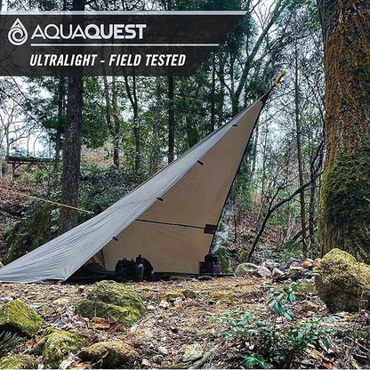 AquaQuest Guide Tarp ??Ultralight Waterproof (5,000 mm) Seam-Taped 40D Ripstop Rain Fly for Backpacking, Stealth Camping & Thru-Hiking