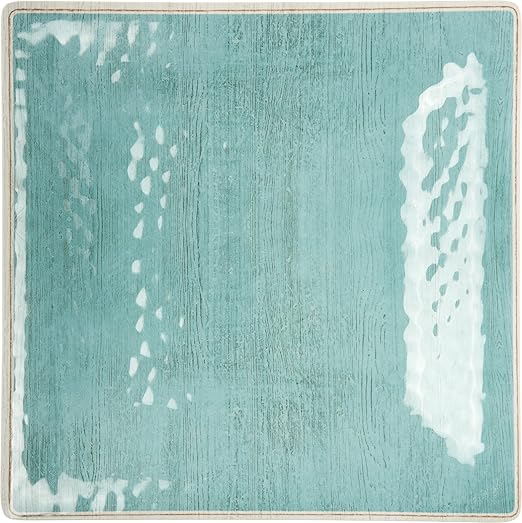 Carlisle FoodService Products Grove Reusable Plastic Plate Square Plate with Rim for Home and Restaurant, Melamine, 10.5 Inches, Aqua, (Pack of 12)
