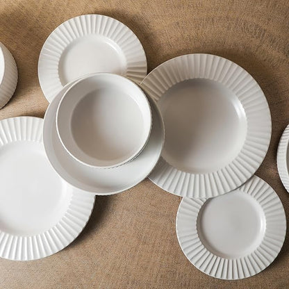 Christian Siriano Lusso 16-Piece Dinnerware Set Stoneware, White