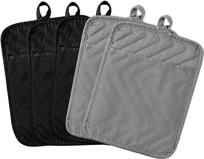 GROBRO7 5Pack Pot Holders for Kitchen Heat Resistant Cotton Potholder